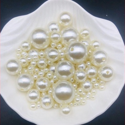 Rankų darbo „pasidaryk pats“ medžiagos 4–20 mm dvigubos skylutės apvalūs karoliukai iš grynos baltos ryžių baltumo karoliukų papuošalų aksesuarų, ABS imitacijos perlų, palaidų karoliukų