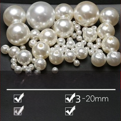 Rankų darbo „pasidaryk pats“ medžiagos 4–20 mm dvigubos skylutės apvalūs karoliukai iš grynos baltos ryžių baltumo karoliukų papuošalų aksesuarų, ABS imitacijos perlų, palaidų karoliukų