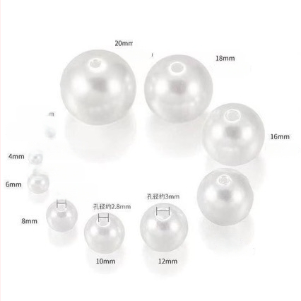 Rankų darbo „pasidaryk pats“ medžiagos 4–20 mm dvigubos skylutės apvalūs karoliukai iš grynos baltos ryžių baltumo karoliukų papuošalų aksesuarų, ABS imitacijos perlų, palaidų karoliukų