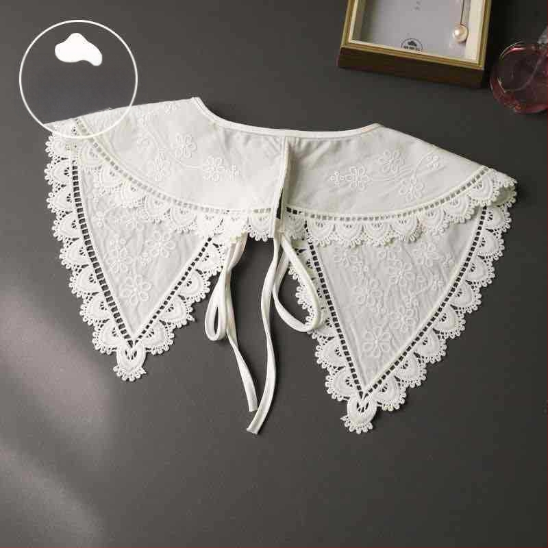 Есенно-зимна индивидуално опакована топла водоразтворима точкова яка за възрастни в чист цвят, бяла, с кристали, фалшива яка