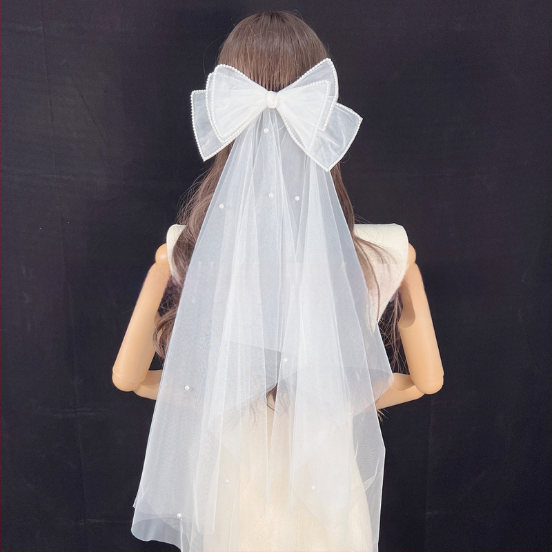 Булчински френски ретро малък воал, трансграничен, горещо продаван, супер фея, регистрация за сватбена снимка, голяма панделка, перлена шапка