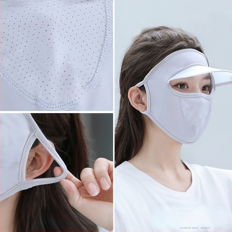 Слънцезащитна маска за жени, анти-UV ледена коприна, дишаща лятна тънка шапка, многофункционална маска за лице за шофиране и езда