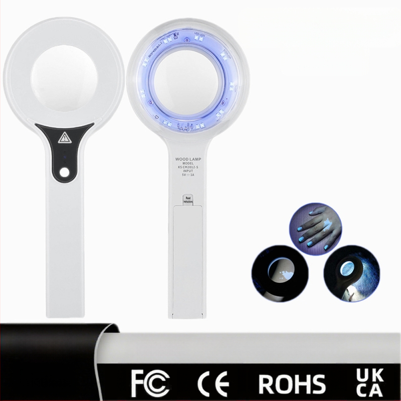 Трансграничен нов ръчен детектор за кожа с UV филтър за студена светлина, лампа на Ууд, инструмент за красота