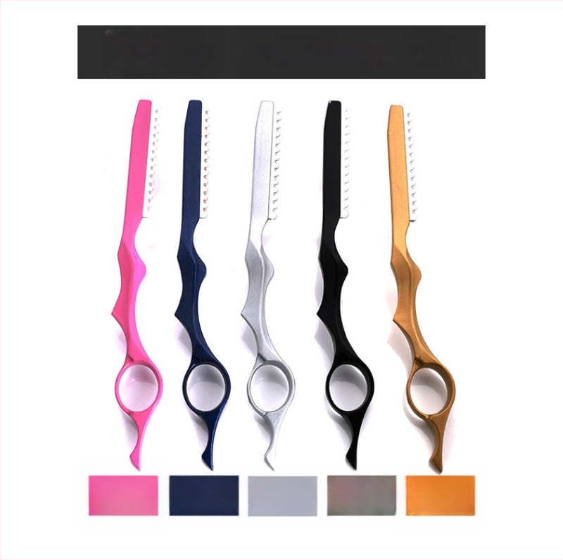 Професионален нож за подстригване от стомана, държач за фризьорски нож за изтъняване, ръчен скрепер, нож за изтъняване на подстригване, 5 цвята