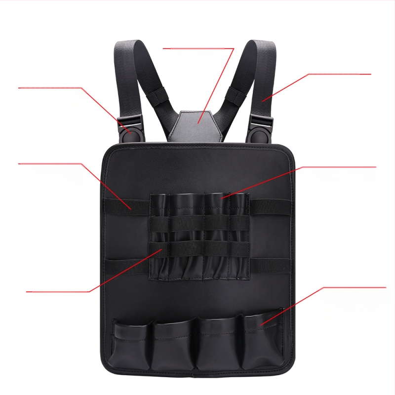 Kirpėjo įrankių laikymo krepšys ant krūtinės, reguliuojamas plaukų formavimo krūtinės dirželis, plaukų kirpimo įrankių laikymo krepšys su keliomis kišenėmis