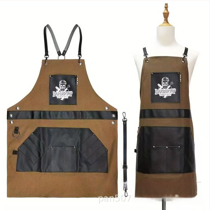 pārrobežu jauns frizētavas vintage eļļas galvas priekšauts audekla PU friziera priekšauts