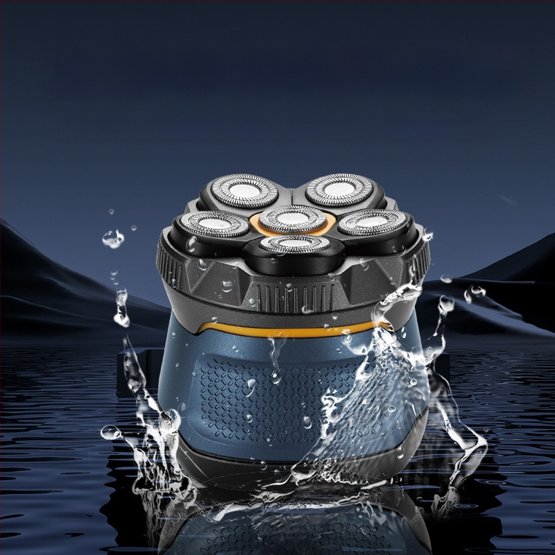 Vyriškas skutimosi galvos skustuvas visam kūnui, plovimas tarpvalstybiniu būdu, naujas šešių galvų elektrinis skutimosi galvutės įkraunamas plika galva, artefaktas