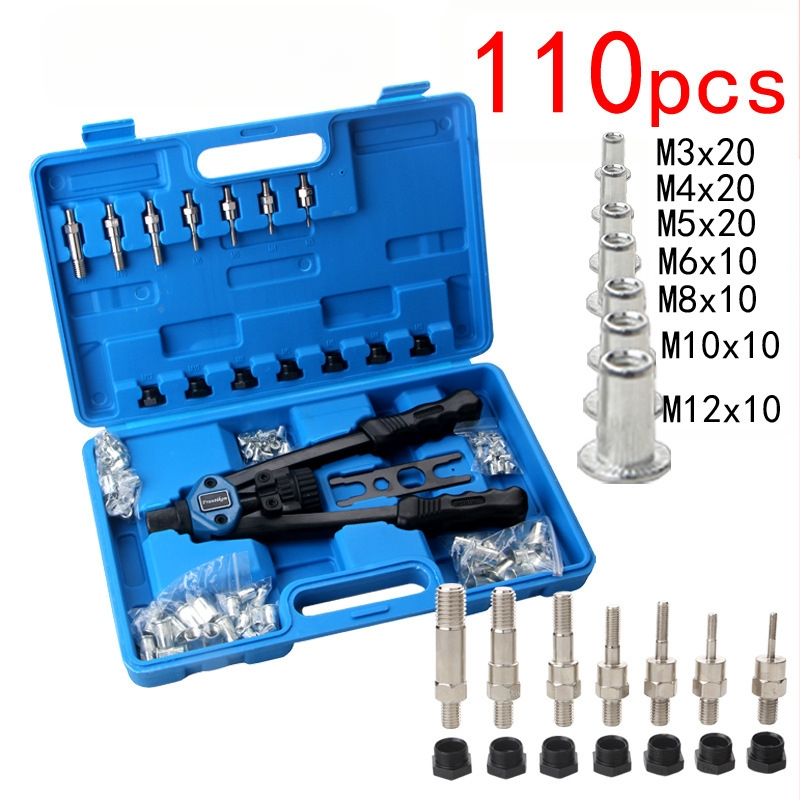 10-dijelni set zakovica za ručni stroj za zakivanje/pištolj za zakivanje, alat za matice M3-M8 s navojem