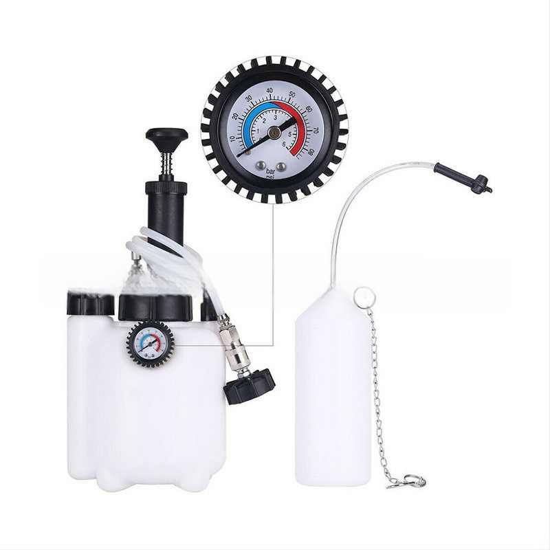 Ръчна смяна на спирачно масло за автомобили чрез 3-литров вакуумен съд за спирачно масло, помпено устройство за ремонт на спирачки