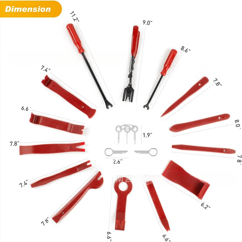 19 dalių nailono dekoracijų šalinimo įrankis, skirtas kostiumo panelės tvirtinimo detalės spaustuko šalinimui, automobilių plastikinių salono replių šalinimui