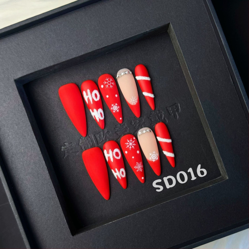 Temperament Crăciun alb minimalist european și american transfrontalier purtând piese de unghii simț avansat vară pur lucrat manual patch de artă pentru unghii