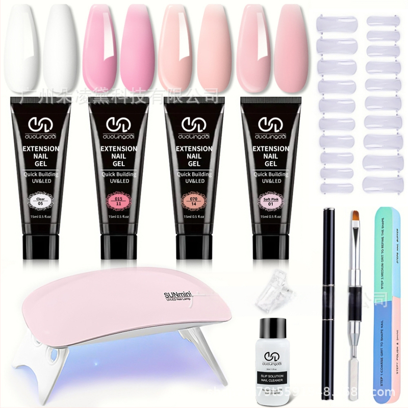 Tarpvalstybinis karšto pardavimo „Duoling Dai“ 4 spalvų kristalų prailginimo klijų rinkinys nagų klijams, nagų salono specialus gamintojas, didmeninė prekyba