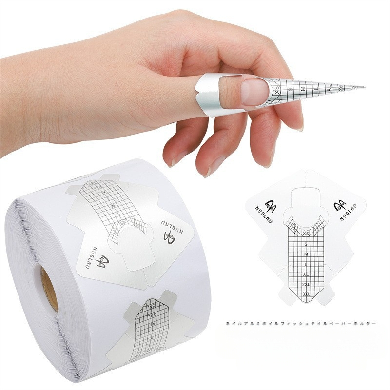 Karštos storos aliuminio folijos žuvelės formos nagų dailės popieriaus laikiklis, prancūziškas fototerapijos nagų priauginimo įrankis, 100/300 popieriaus laikiklis