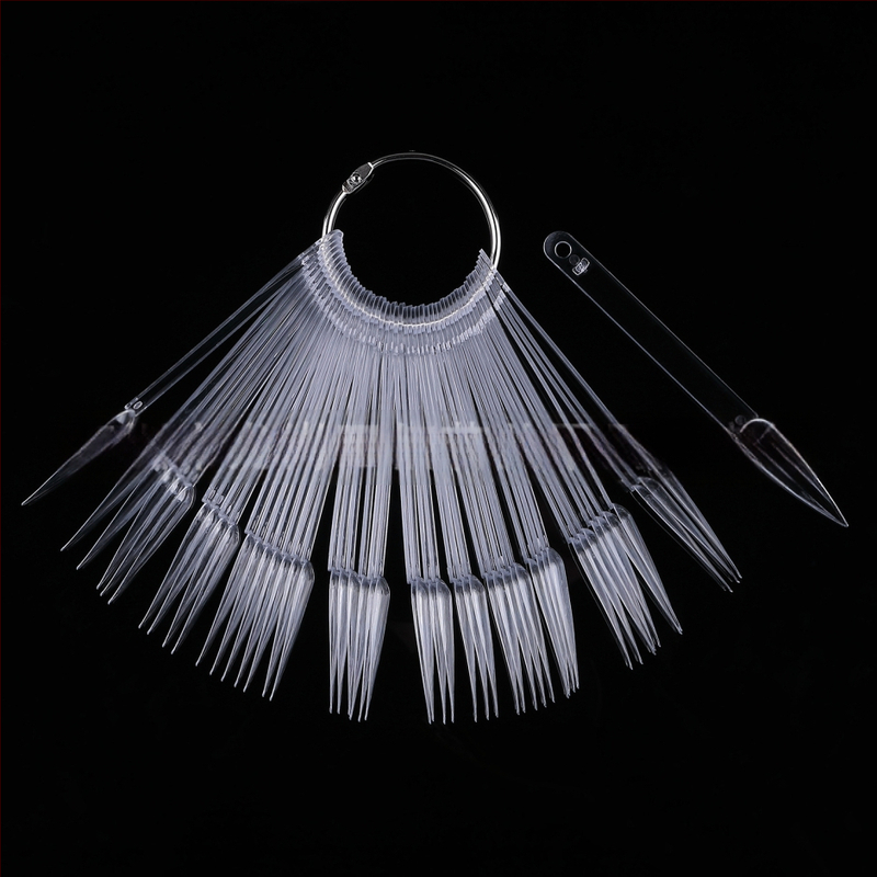 Manikiūro įrankiai Vėduoklės formos spalvų kortelė 50 dalių Vėduoklės formos smailių nagų spalvų kortelė Skaidri spalvų kortelė Manikiūras, išskirtinis, tarpsieninis