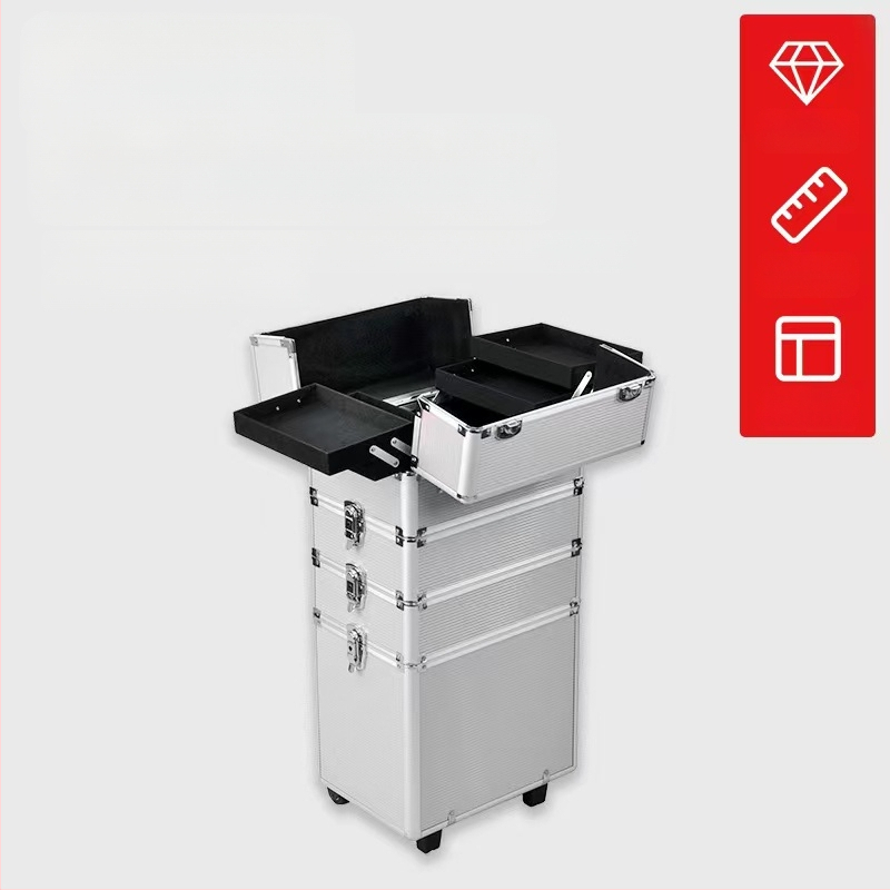 Didelės talpos nagų tatuiruotės siuvinėjimo vežimėlis kosmetikos dėklas makiažo specialus bagažo laikymo dėžė įrankių dėžė nešiojamas vežimėlis dėklas