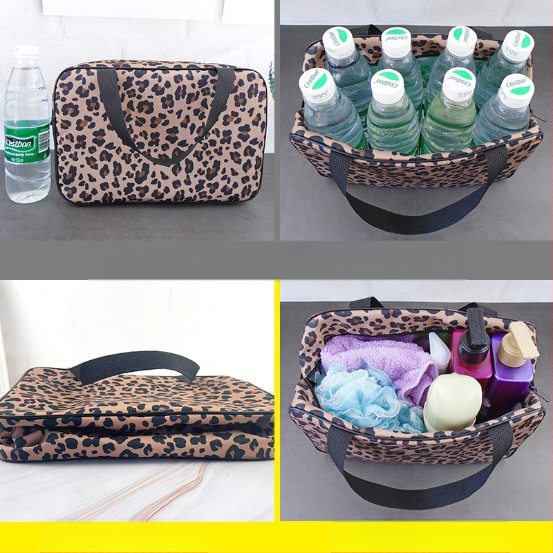 Leopardo rašto prausimosi krepšys moterims, didelės talpos vonios krepšys vyrams, nešiojamas vonios krepšys kelioninėms durelėms, nešiojamas vonios krepšys vonios krepšys