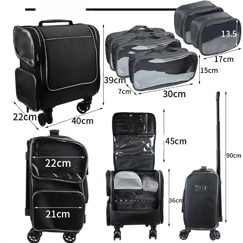 Vežimėlio kosmetikos dėklas profesionalus makiažo meistras tatuiruočių makiažo meistras makiažas nuo durų iki durų įrankių rinkinys daugiasluoksnė grožio nagų dėžutė