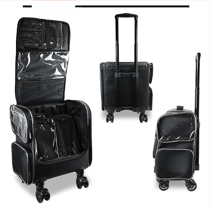 Vežimėlio kosmetikos dėklas profesionalus makiažo meistras tatuiruočių makiažo meistras makiažas nuo durų iki durų įrankių rinkinys daugiasluoksnė grožio nagų dėžutė