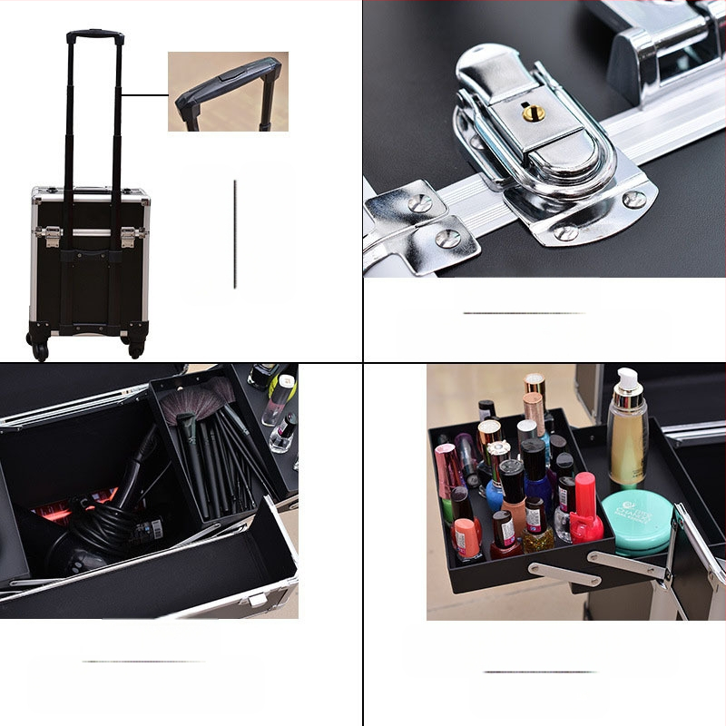 Naujas madingas universalus ratukų vežimėlis su daugiasluoksniu kosmetikos dėklu, didmeninė prekyba tatuiruotės kirpyklos įrankių dėže, didmeninė prekyba