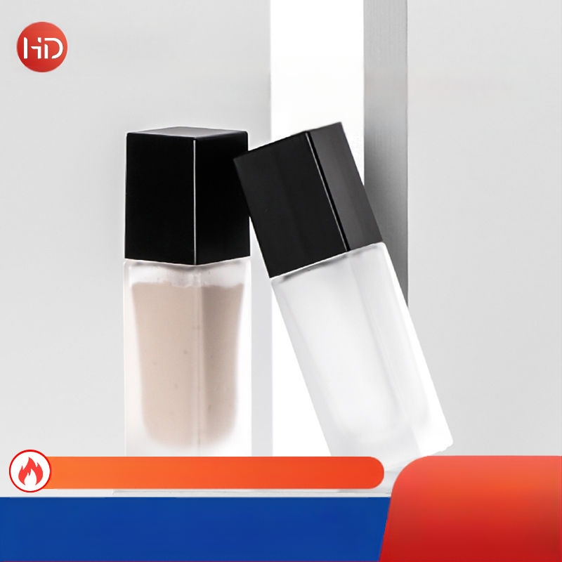 Sticlă pătrată de sticlă, sticlă de fond de ten lichid, mată, transparentă, sticlă de distribuire, cremă de izolare BB, sticlă de pulverizare cu presă pătrată, sticlă de sticlă