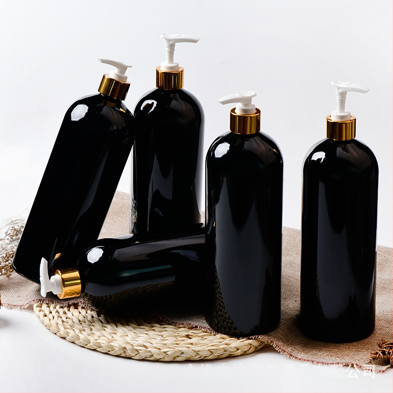 1000 ml apaļa plecu mājdzīvnieku plastmasas pudele ar 28 zobiem L08 anodēta alumīnija losjona sūkņa kosmētikas apakšpudele