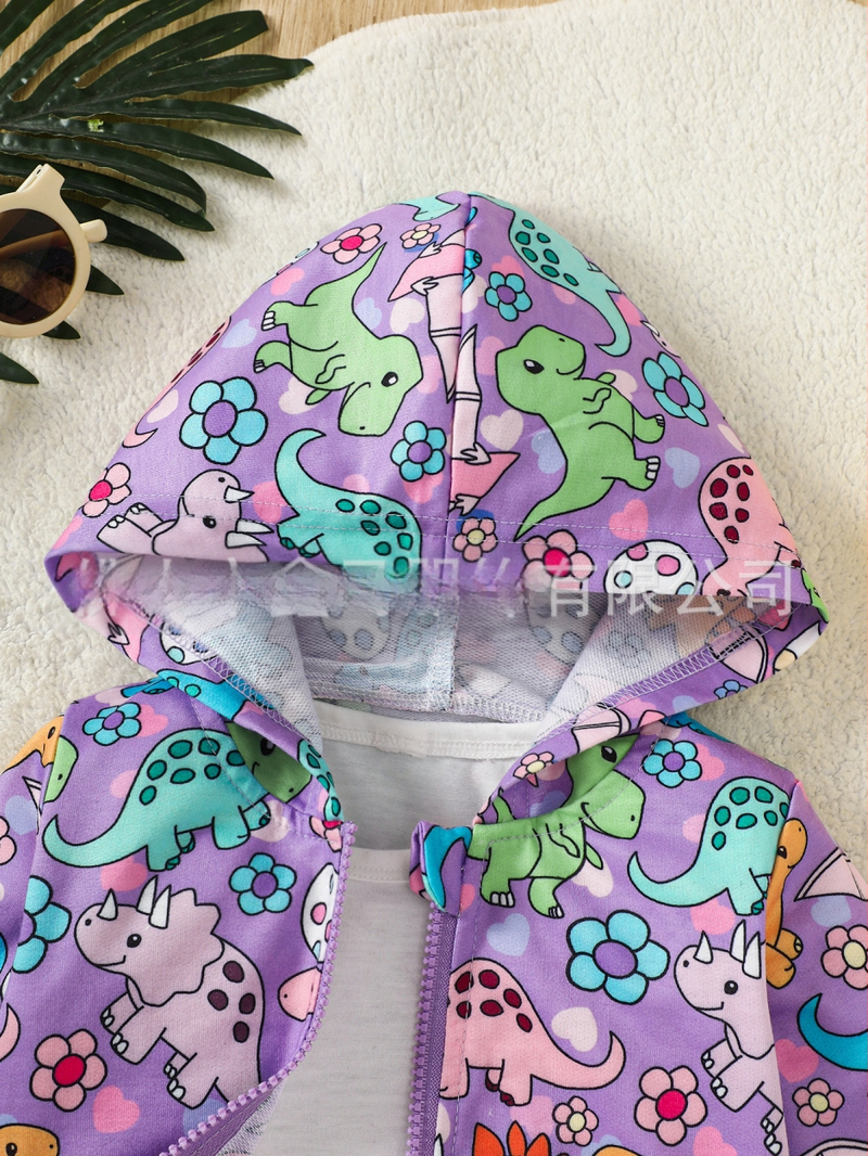 Vyriškas kūdikiams skirtas megztinis su gobtuvu ir animacinių filmukų dinozaurų raštu, naujas