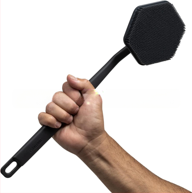 Amazon Нова силиконова четка за вана с дълга дръжка Мъжка силиконова четка за почистване на гръб Четка за вана Четка за гръб