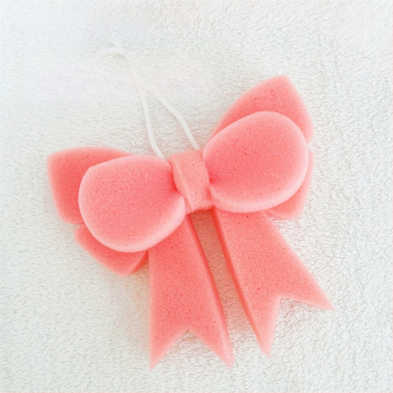 Розова топка за вана с панделка, разтриваща се, пяна за вана, мека сладка топка за вана с форма на сърце за момиче