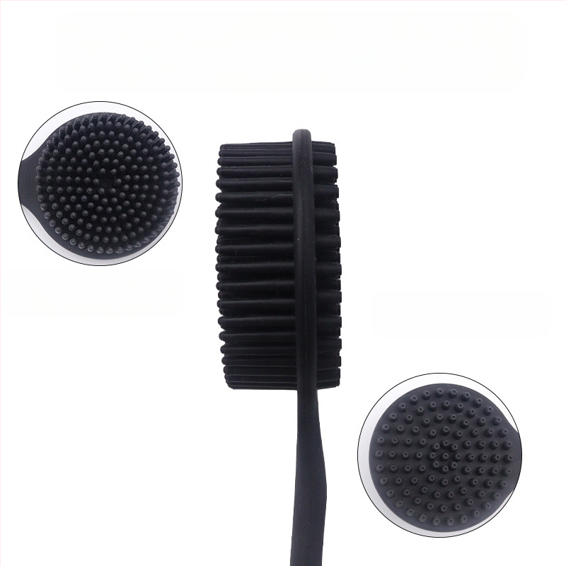 Персонализирана силиконова четка за вана с дълга дръжка, двустранно удебелена силиконова четка за вана, четка за вана, масажна четка, четка за гръб, четка за вана за гръб