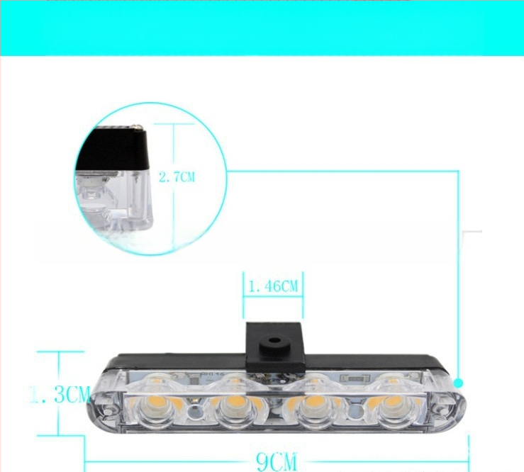 Automobilio blykstės lemputė, naujas laidinis nuotolinio valdymo pultas, 12 V, vienas, tempiamas, keturi, 16 LED, paryškinimas viduryje, „Net Light“ spaustuko tipo stroboskopinė lemputė