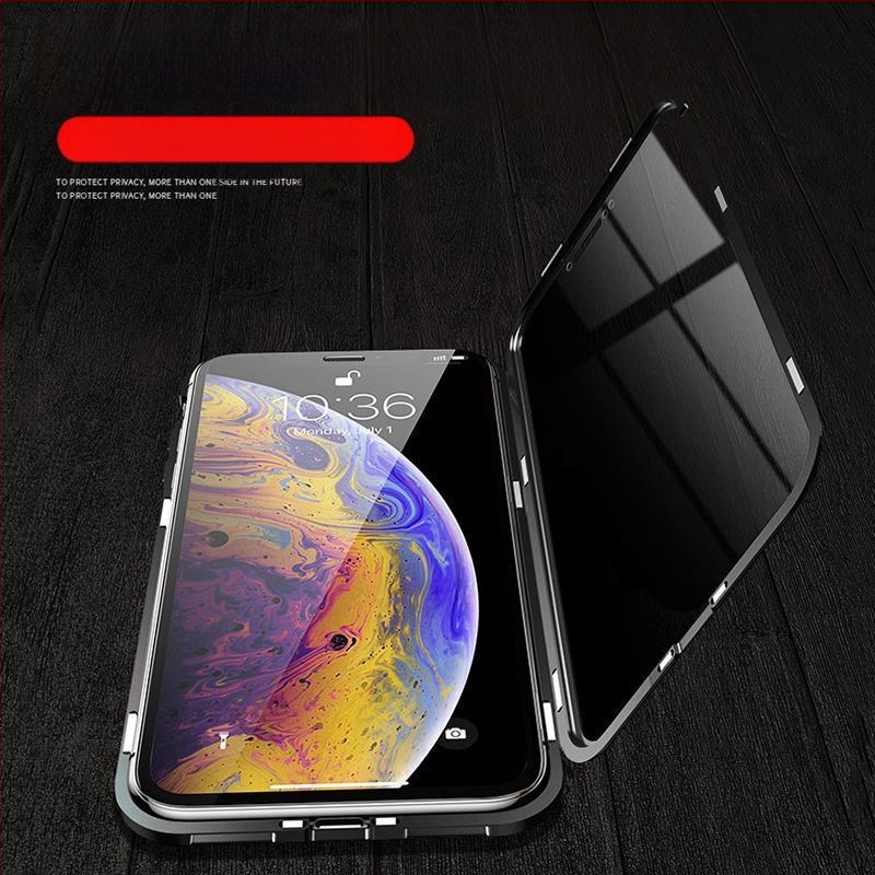 Kahepoolne piilumisvastane telefoniümbris iPhone 16 Promax klaasist magnetilise metallraamiga Apple 15 jaoks