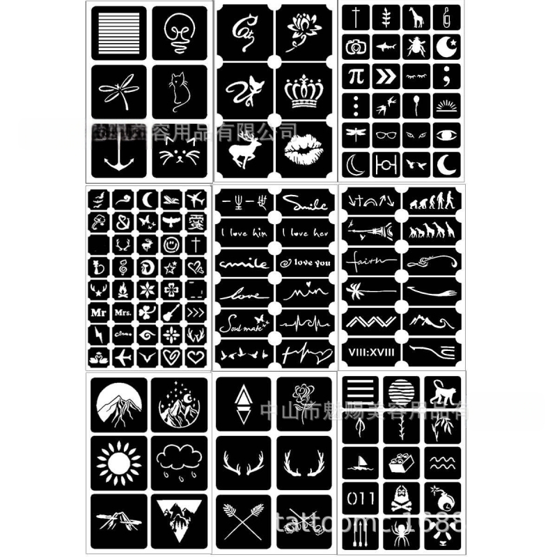 Šablóna na vystrihovanie cezhraničných tetovaní, džúsové tetovanie, henna, pomocná henna, šablóna na tetovanie pre domácich majstrov, verzia nálepky