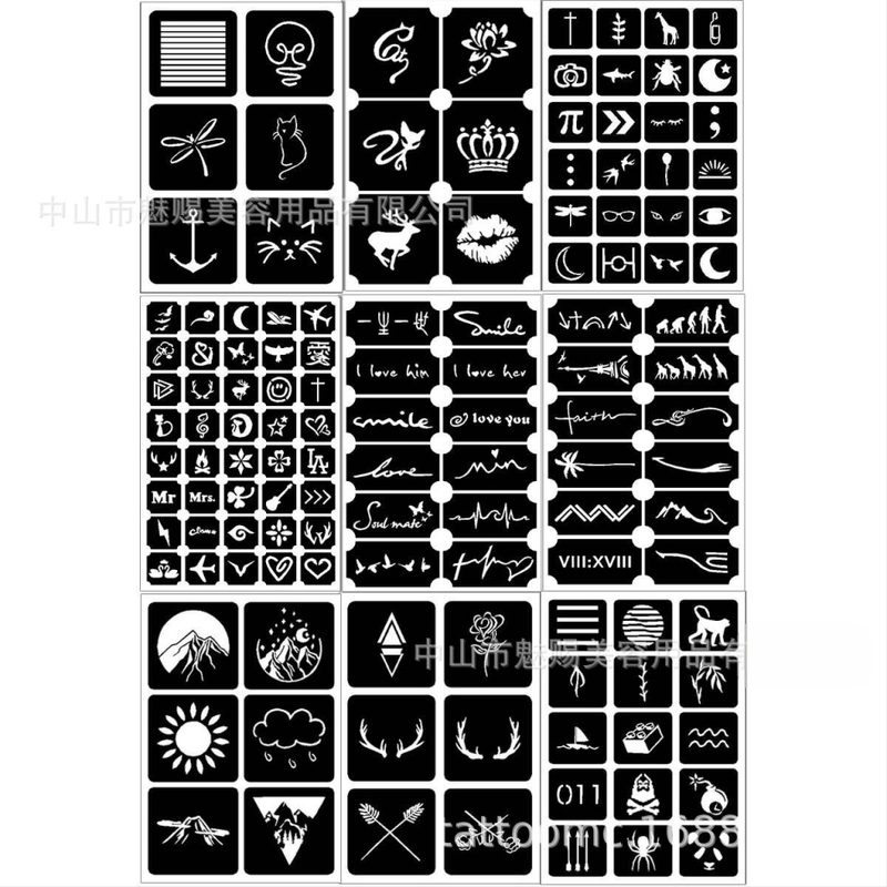 Šablóna na vystrihovanie cezhraničných tetovaní, džúsové tetovanie, henna, pomocná henna, šablóna na tetovanie pre domácich majstrov, verzia nálepky