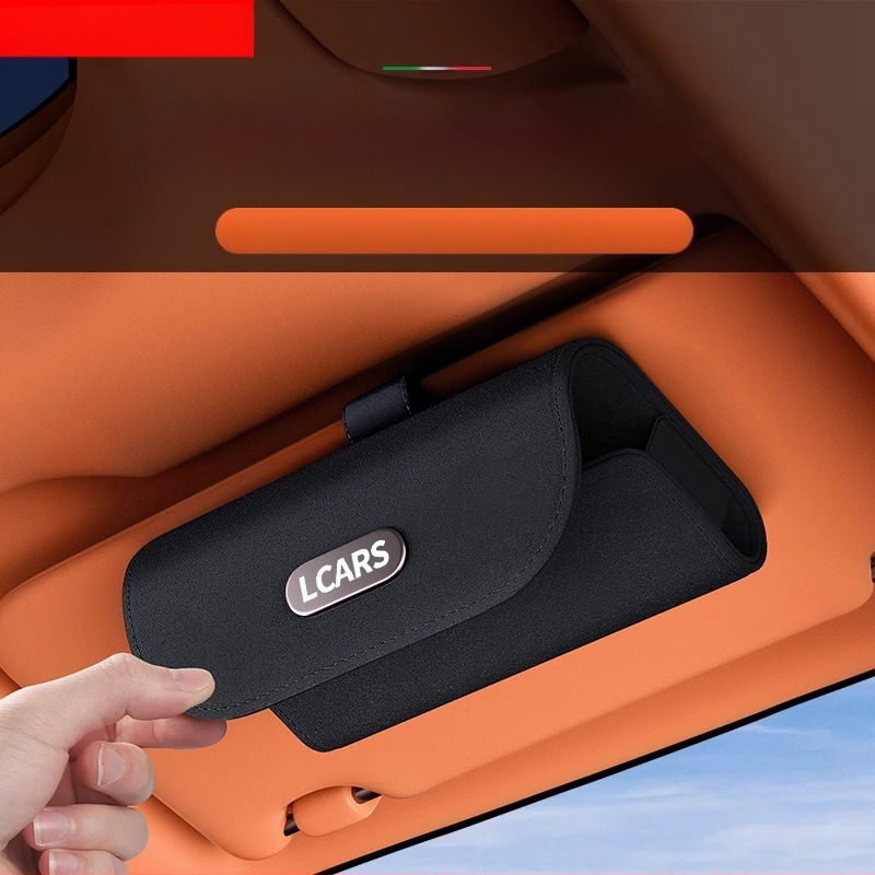 Automobilio akinių dėžutė su zomšiniu stogeliu nuo saulės, specialus akinių nuo saulės laikymas, modifikuota laikymo dėžutė