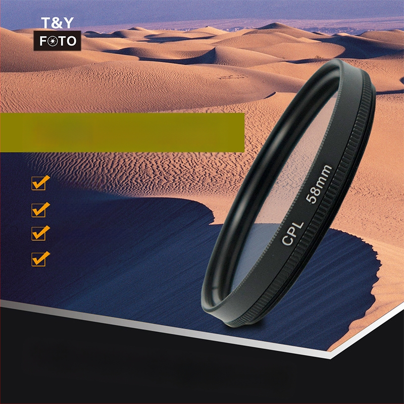 Tianya 30–95 mm parastais apļveida CPL polarizatora filtrs bez pārklājuma, lai palielinātu piesātinājuma novēršanu