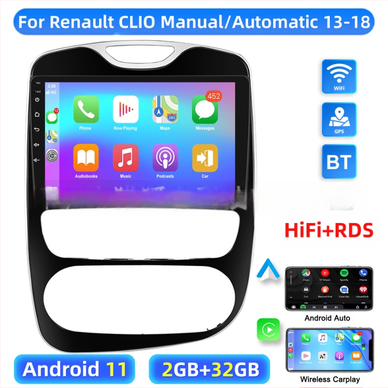 Piemērojams Renault CLIO13-18 liela ekrāna automašīnai Carplay Android navigators atpakaļgaitas attēla viss vienā ierīcē