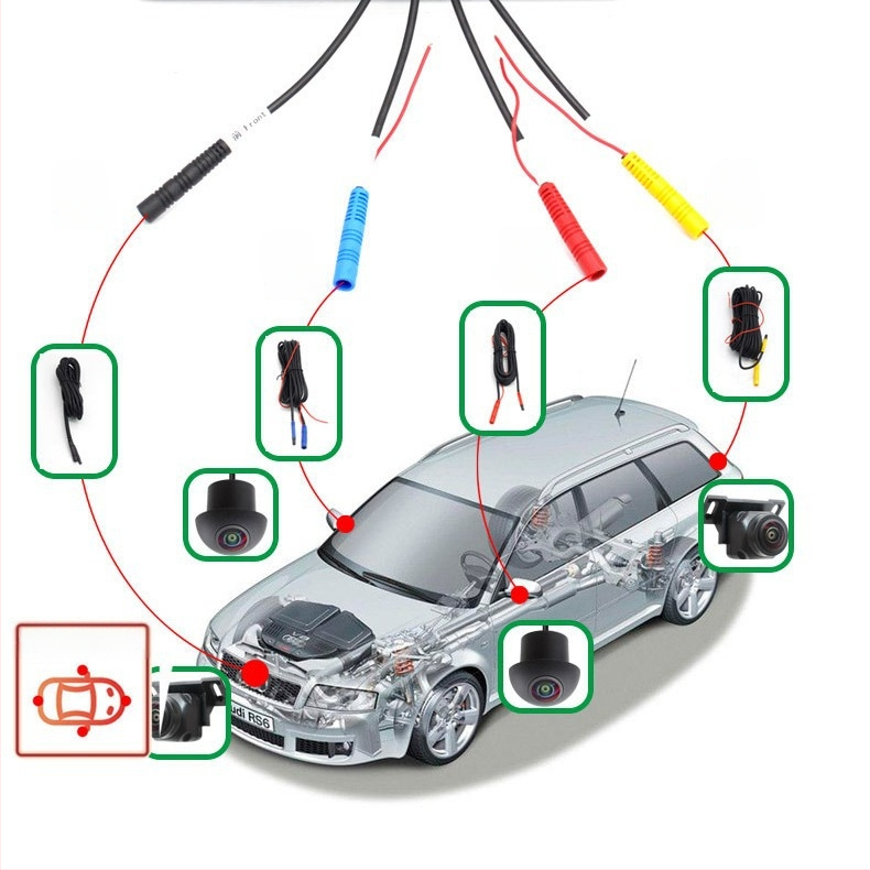 360° panorāmas attēla AHD kamera HD nakts redzamības 1080P navigācija Viss vienā vadu komplekta vairumtirdzniecība