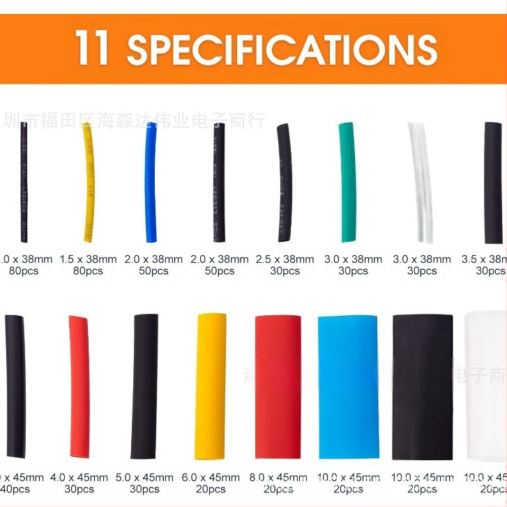 580 бр. термосвиваема изолационна втулка за тръбички, огнеупорна, електротехник, домашно окабеляване, цветна термосвиваема тръба