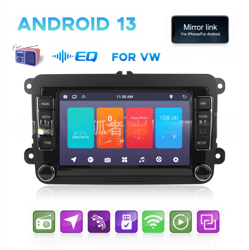 Piemērots 7 collu (1,32) Volkswagen automašīnai ar lielu ekrānu, Carplay, Android navigāciju, atpakaļgaitas attēla integrāciju