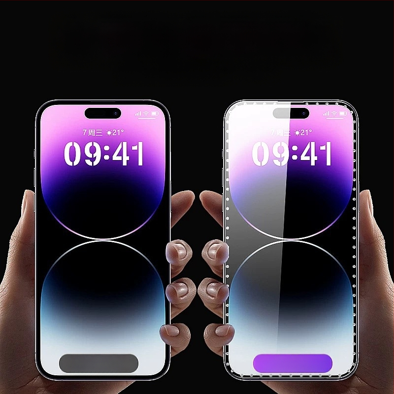 Taikoma „Apple 16 Flash Diamond“ grūdinto stiklo plėvelei, apsaugančiai nuo dulkių ir inkrustuotai deimantais, 3D HD stereo „Apple 15promax“ viso ekrano plėvelei.