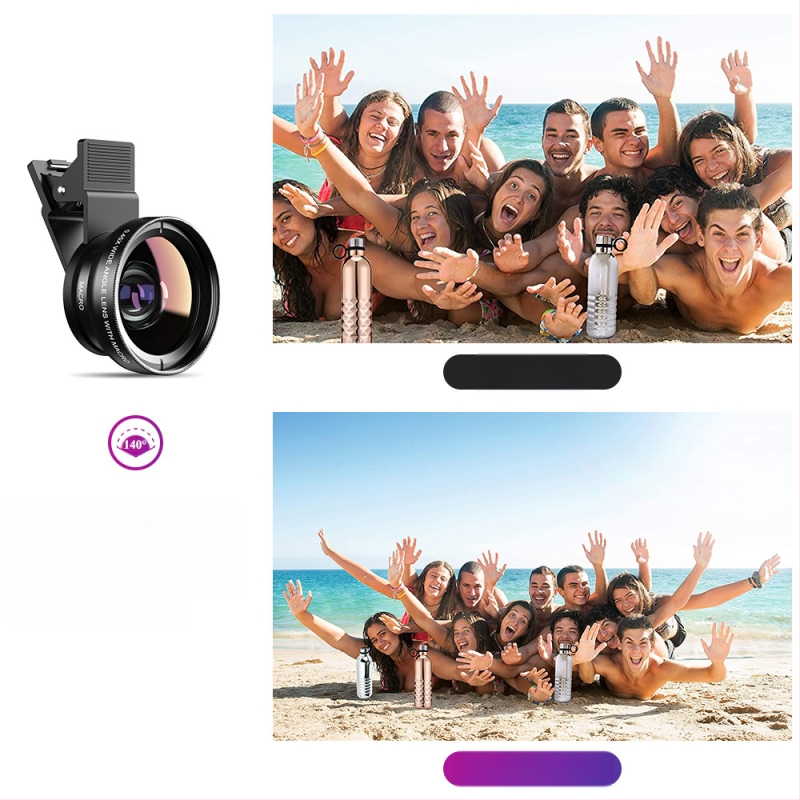 „Apexel“ mobiliojo telefono išorinis objektyvas, 0,45 karto plataus kampo, 12,5 karto makro, du viename, didelės raiškos asmenukių objektyvas, platus kampas, didelės raiškos.