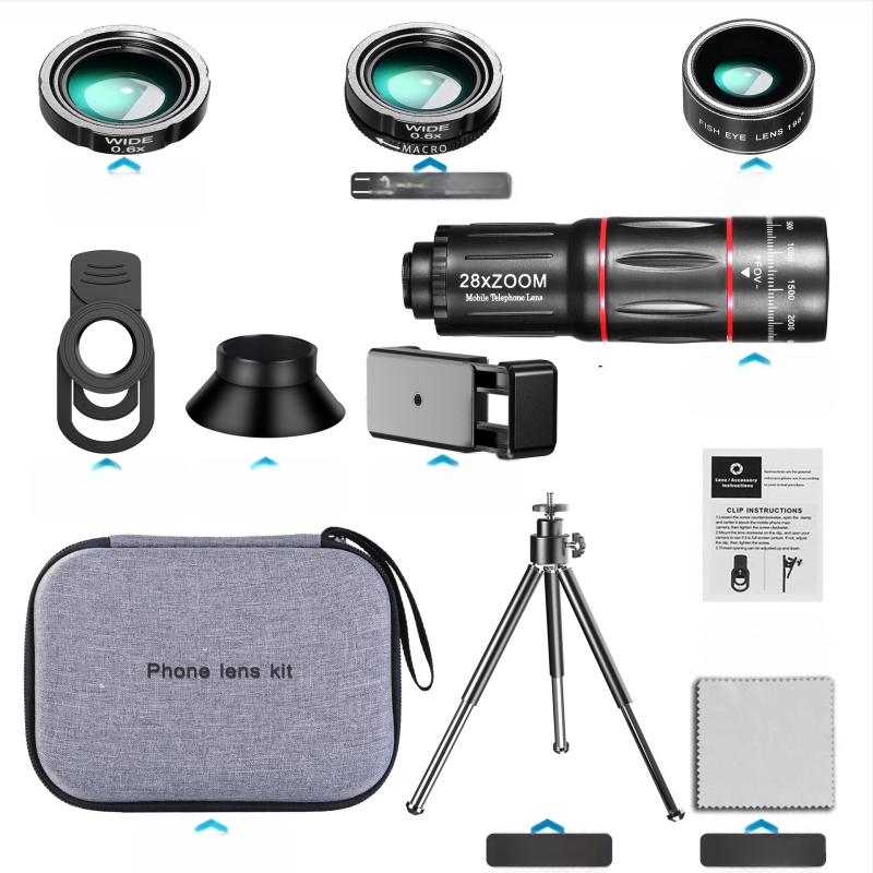 Mobiliojo telefono teleskopo galvutė Didelės raiškos teleobjektyvas Tiesioginis vaizdo įrašas Koncertas Žvejyba Plataus kampo makro didelės galios objektyvas