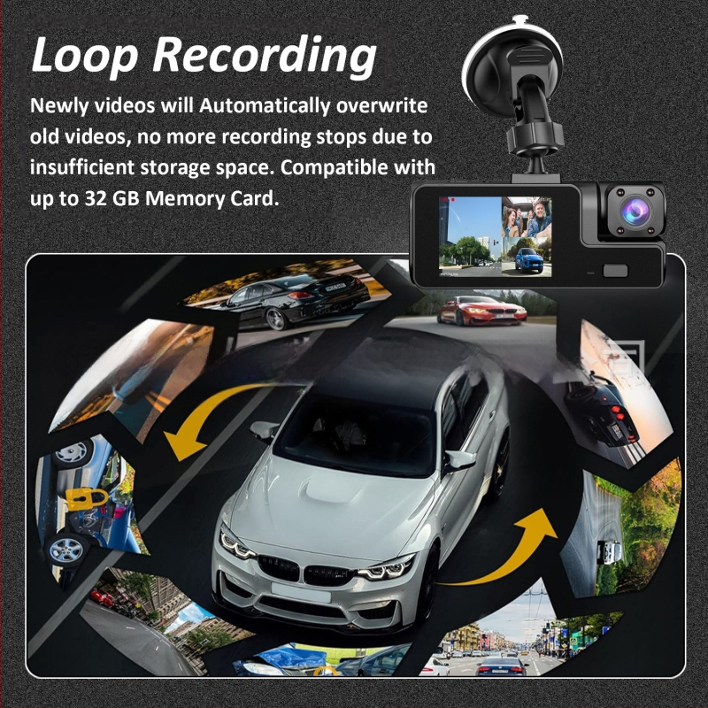 Pārrobežu sprādzienu 2 collu braukšanas reģistrators WIFI dubultais ieraksts trīskāršais ieraksts 1080P automašīnas priekšējais automašīnas reģistrators Videoreģistrators
