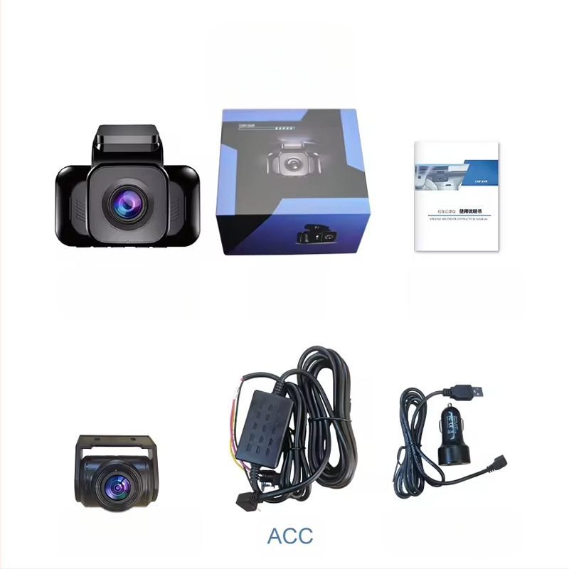 Karsti pārdots 4K braukšanas ierakstītājs 3 collu priekšējais un aizmugurējais divu objektīvu transportlīdzekļa DVR ierakstītājs transportlīdzekļa kameras melnā kaste