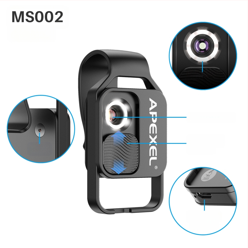 APEXEL 200 reižu palielināmais stikls Bērnu mikroskops Rotaļlietu zinātne Bioloģijas zinātnes eksperiments Pārnēsājams Mobilā tālruņa objektīvs