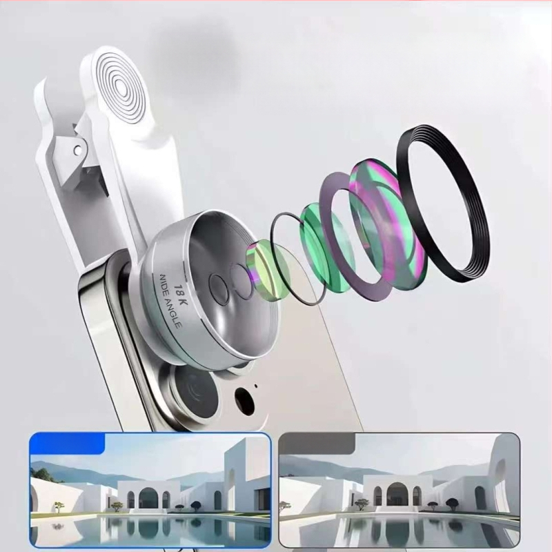 Lijian mobiiltelefoni objektiiv 5K6K9K18K moonutustevaba lainurk-makro kaks-ühes 4K kõrglahutusega otseülekande kaamera objektiiv