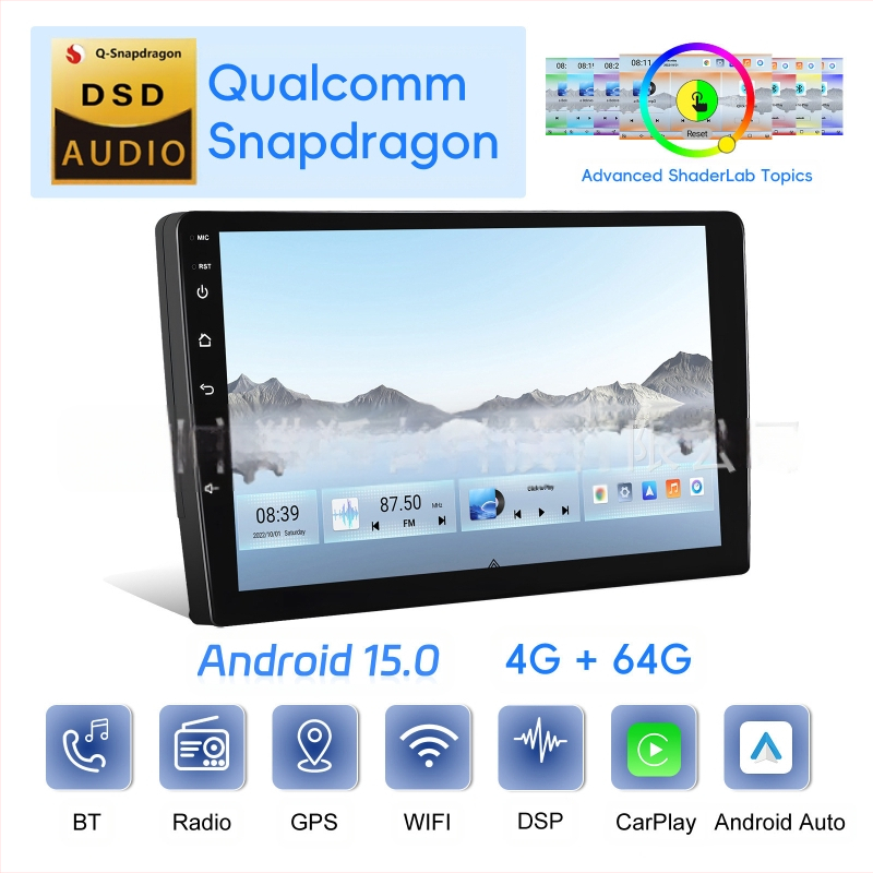 7/9/10,1 collu Android 15 dubultā muca universāls 4 64 Bluetooth bezvadu Carplay automašīnas navigācijas centrālā vadība