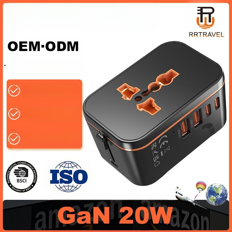 Jauns produkts, globāls universāls pārveidošanas spraudnis, daudzfunkcionāls ceļojumu kontaktligzdas pārveidotājs, universāls viena pagrieziena daudzgallija nitrīda ātrai uzlādei