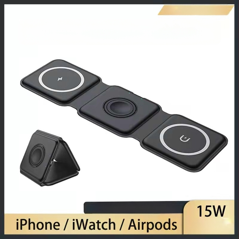 Naujas sulankstomas „Magsafe“ magnetinis belaidis įkroviklis, skirtas „Apple 12-14“ mobiliųjų telefonų ausinėms ir laikrodžiui.