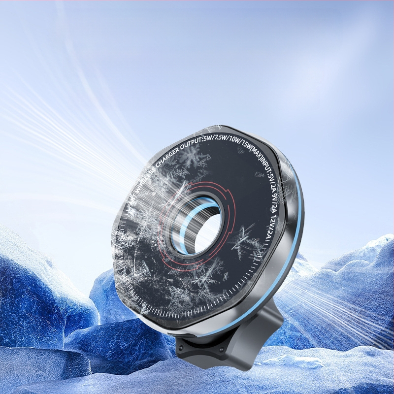 Naujas tarpvalstybinis belaidis automobilio įkrovimas mobiliojo telefono laikiklis su oro išleidimo anga, magnetinis „Magsafe“ universalus 360 laipsnių sukimasis.